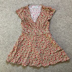 RIXO x RTR Ditsy Trail Cream Floral Flutter Sleeve Mini Dress